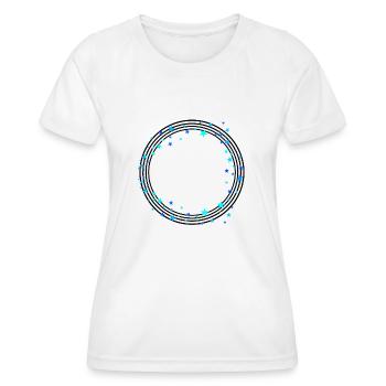 Lignes circulaires noires avec des étoiles - T-shirt sport Femme - blanc - Devant - AI Model Female 172 dark (172cm)