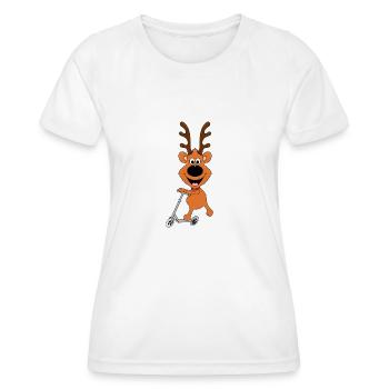 REH - ROLLER - SPORT - TIER - KIND - BABY - Frauen Funktions-T-Shirt - Weiß - Vorne - AI Model Female 172 dark (172cm)