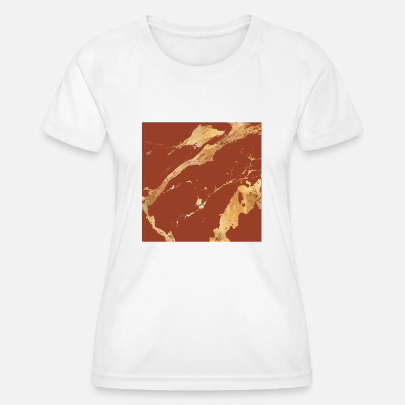 Brown-Gold Marble effect - Women's Functional T-Shirt - white
