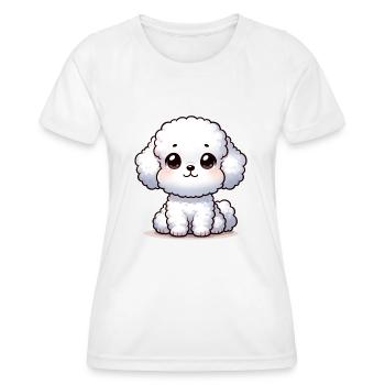 Digital illustration of cute Bichon Frise - Women's Functional T-Shirt - white - Front - AI Model Female 172 dark (172cm)