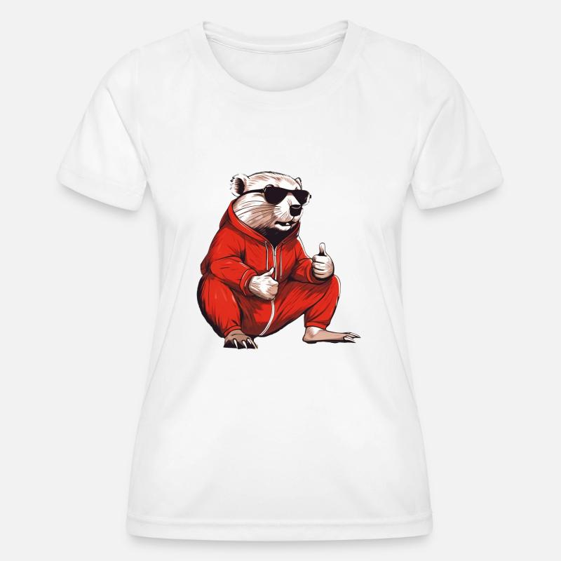 Thumbs Up Beaver - Women's Functional T-Shirt - white