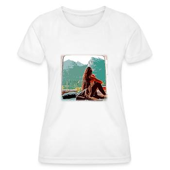 Femme dans la porte arrière - T-shirt sport Femme - blanc - Devant - AI Model Female 172 dark (172cm)