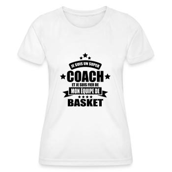 je suis un coach de basket fier de mon équipe - T-shirt sport Femme - blanc - Devant - AI Model Female 172 dark (172cm)