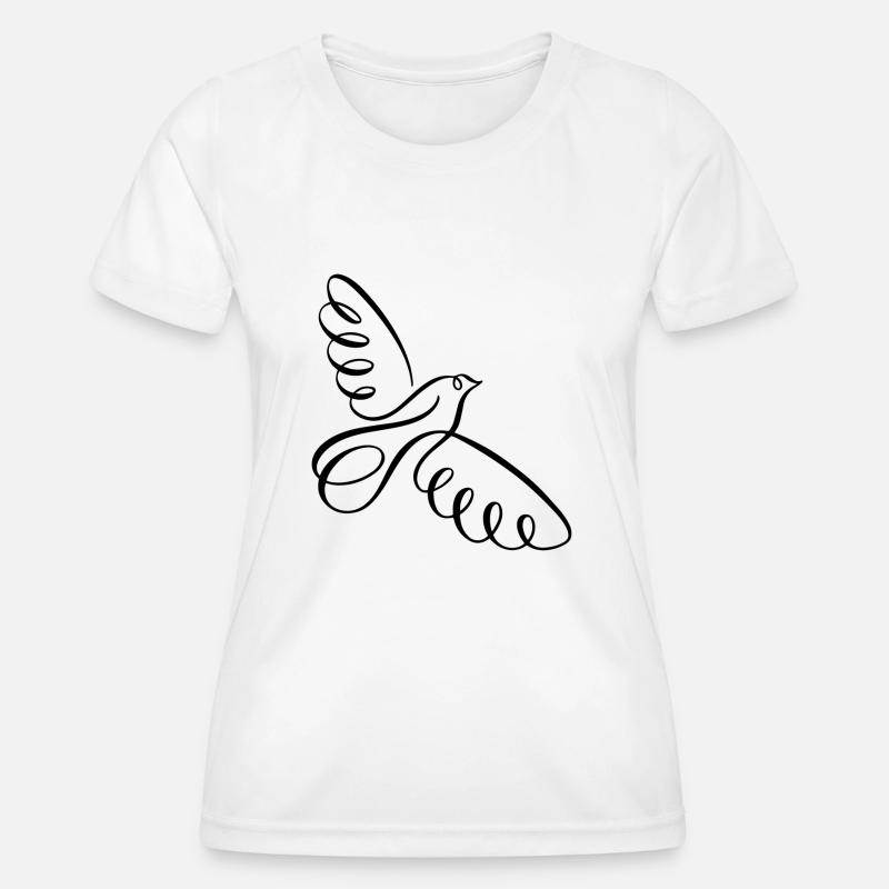 Pencil Line Art Bird - Women's Functional T-Shirt - white