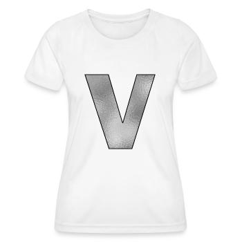 Lettre V Argent - T-shirt sport Femme - blanc - Devant - AI Model Female 172 dark (172cm)