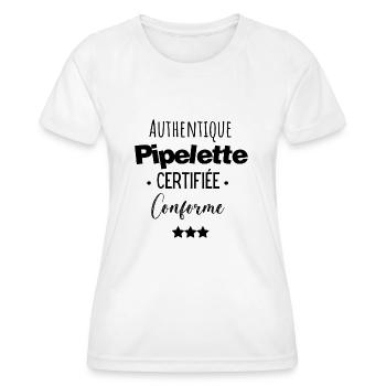 Authentique pipelette certifiée conforme - T-shirt sport Femme - blanc - Devant - AI Model Female 172 dark (172cm)