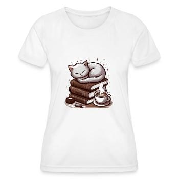 KATZEN, BÜCHER & KAFFEE - Frauen Funktions-T-Shirt - Weiß - Vorne - AI Model Female 172 dark (172cm)
