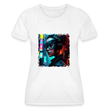 Femme soldat cyborg dans l’art de la science-fiction - T-shirt sport Femme - blanc - Devant - AI Model Female 172 dark (172cm)