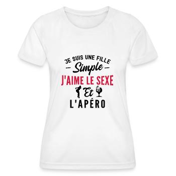 sexe et apéro / humour femme - T-shirt sport Femme - blanc - Devant - AI Model Female 172 dark (172cm)