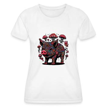 Trippy Polka Dot Pig - Frauen Funktions-T-Shirt - Weiß - Vorne - AI Model Female 172 dark (172cm)