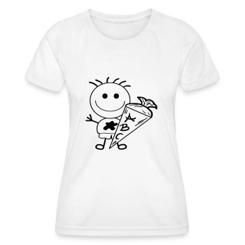 Schulkind Strichmännchen - Frauen Funktions-T-Shirt - Weiß - Vorne - AI Model Female 172 dark (172cm)