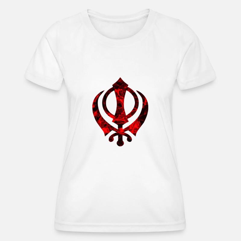 Red Khanda, Khanda Symbol, Sikh Khanda, Sikh Khan - Women's Functional T-Shirt - white