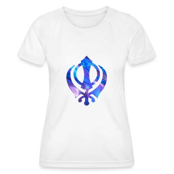 Blaue Khanda, Khanda-Symbol, Sikh Khanda, Sikh Khanda - Frauen Funktions-T-Shirt - Weiß - Vorne - AI Model Female 172 dark (172cm)