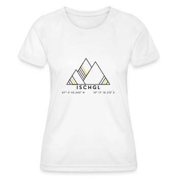 Minimalistisches Ischgl-Logo - Frauen Funktions-T-Shirt - Weiß - Vorne - AI Model Female 172 dark (172cm)