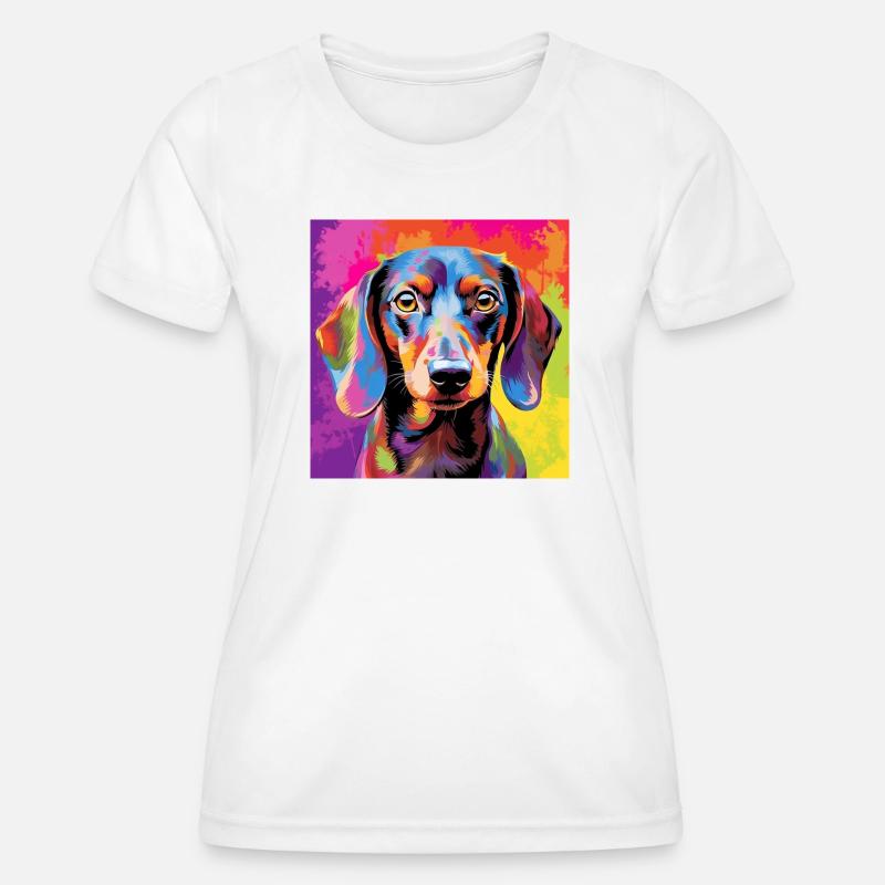 Dachshund Pop Art - Women's Functional T-Shirt - white