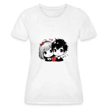 Cute couple of lovers - Women's Functional T-Shirt - white - Front - AI Model Female 172 dark (172cm)