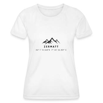 Minimalistisches Zermatt-Logo - Frauen Funktions-T-Shirt - Weiß - Vorne - AI Model Female 172 dark (172cm)