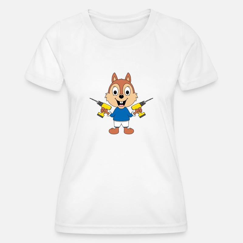 BOHRER - EICHHÖRNCHEN - HANDWERKER - Frauen Funktions-T-Shirt - Weiß