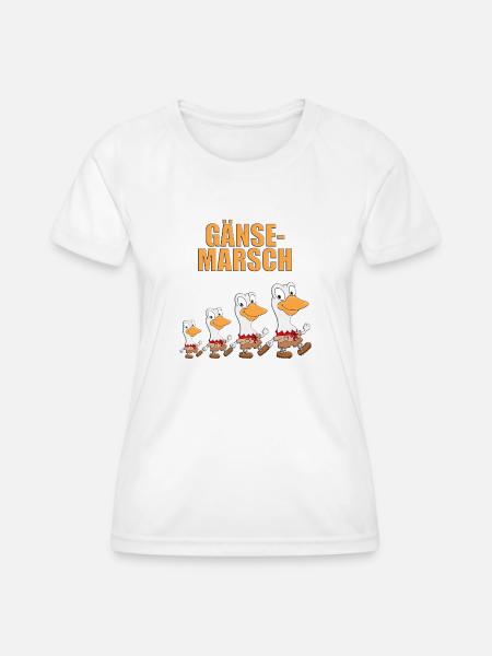 GÄNSEMARSCH - GÄNSE - GANS - Frauen Funktions-T-Shirt - Weiß