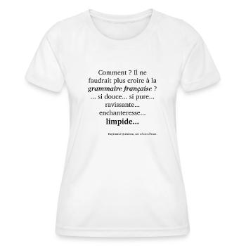 Queneau-Grammaire - T-shirt sport Femme - blanc - Devant - AI Model Female 172 dark (172cm)