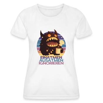 Einatmen ausatmen ignorieren - Kaffeemonster - Frauen Funktions-T-Shirt - Weiß - Vorne - AI Model Female 172 dark (172cm)