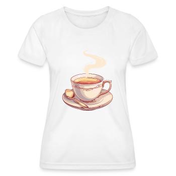 Thé dans une tasse à thé classique rétro - T-shirt sport Femme - blanc - Devant - AI Model Female 172 dark (172cm)
