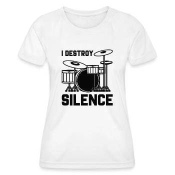Batteur I Destroy Silence - T-shirt sport Femme - blanc - Devant - AI Model Female 172 dark (172cm)