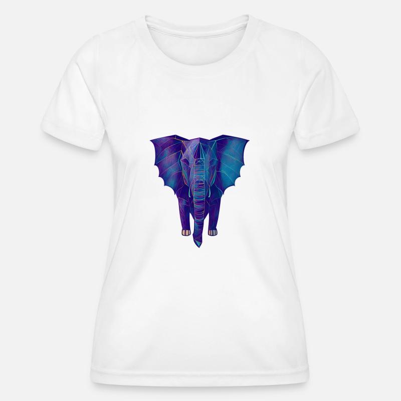 Geometric Blue Elephant - Women's Functional T-Shirt - white