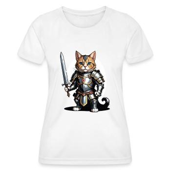 Cat Ritter Knight Katze Geschenk Mittelalter - Frauen Funktions-T-Shirt - Weiß - Vorne - AI Model Female 172 dark (172cm)