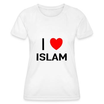 J’aime l’islam - T-shirt sport Femme - blanc - Devant - AI Model Female 172 dark (172cm)