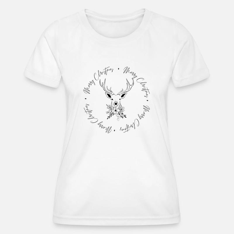 Merry Deer Circle - black - Women's Functional T-Shirt - white