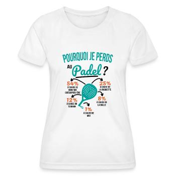 Idée cadeau Padel - Pourquoi je perds au Padel? - T-shirt sport Femme - blanc - Devant - AI Model Female 172 dark (172cm)