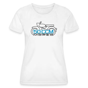 50ccm Moped Sperber Habicht Emblem v.2 - Frauen Funktions-T-Shirt - Weiß - Vorne - AI Model Female 172 dark (172cm)