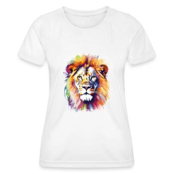 Löwe Löwenkopf Raubtier Bunt Splash Kunst - Frauen Funktions-T-Shirt - Weiß - Vorne - AI Model Female 172 dark (172cm)