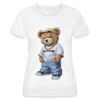 Teddybär Deutschland Fan Deutschlandfan Trikot - Frauen Funktions-T-Shirt - Weiß - Vorne - AI Model Female 172 dark (172cm)