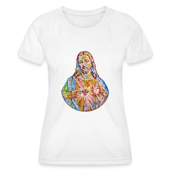 Ich liebe Jesus Christus Kirchenfenster * Jesu - Frauen Funktions-T-Shirt - Weiß - Vorne - AI Model Female 172 dark (172cm)