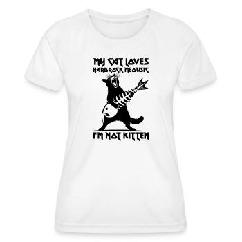 Chat Rock Musique Humour Drôle Idée Cadeau - T-shirt sport Femme - blanc - Devant - AI Model Female 172 dark (172cm)