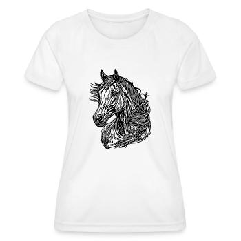Hübsches Vintages Pferd Porträt mit Mähne im Wind - Frauen Funktions-T-Shirt - Weiß - Vorne - AI Model Female 172 dark (172cm)