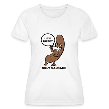 SAUCISSE IDIOTE - T-shirt sport Femme - blanc - Devant - AI Model Female 172 dark (172cm)