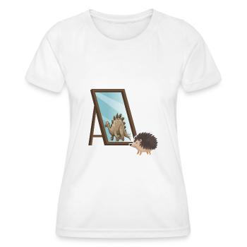 Herbst-Motivation Igel selbstbewusst Spiegelbild - Frauen Funktions-T-Shirt - Weiß - Vorne - AI Model Female 172 dark (172cm)