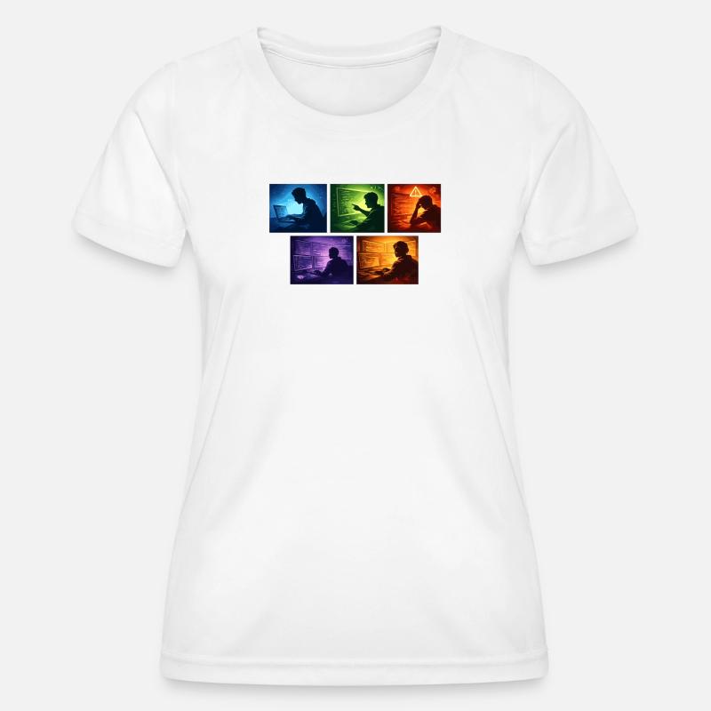 Multi-Screen Code Shadow - Funktions-T-shirt dam - vit