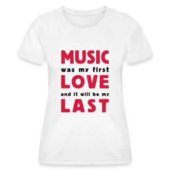 music was my first love 2 colors - T-shirt sport Femme - blanc - Devant - AI Model Female 172 dark (172cm)