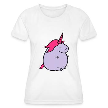 fat_unicorn_02 - Frauen Funktions-T-Shirt - Weiß - Vorne - AI Model Female 172 dark (172cm)