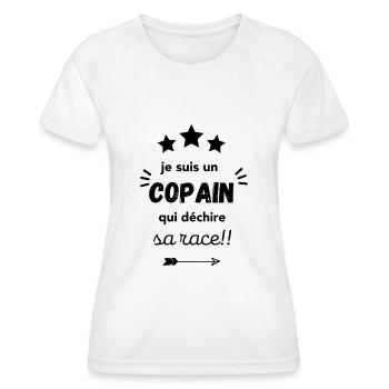 je suis un copain qui déchire sa race - T-shirt sport Femme - blanc - Devant - AI Model Female 172 dark (172cm)