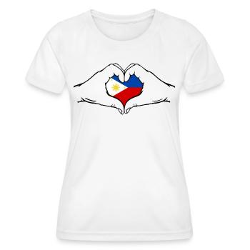 Philippinen Flagge Herzform - Frauen Funktions-T-Shirt - Weiß - Vorne - AI Model Female 172 dark (172cm)