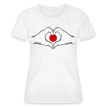 Japan Flag Heart Shape - Women's Functional T-Shirt - white - Front - AI Model Female 172 dark (172cm)