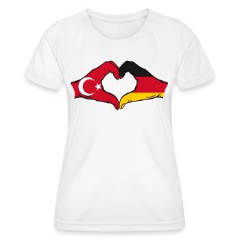 Turkey Germany Heart Shape with Hands - Women's Functional T-Shirt - white - Front - AI Model Female 172 dark (172cm)