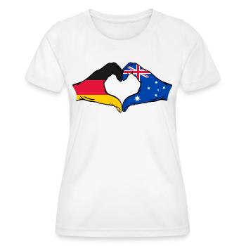 Allemagne Australie Drapeau Coeur Forme De Coeur - T-shirt sport Femme - blanc - Devant - AI Model Female 172 dark (172cm)