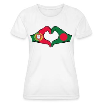 Portugal Bangladesh flag heart shape - Women's Functional T-Shirt - white - Front - AI Model Female 172 dark (172cm)