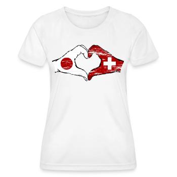 Japan Switzerland hands heart shape used - Women's Functional T-Shirt - white - Front - AI Model Female 172 dark (172cm)